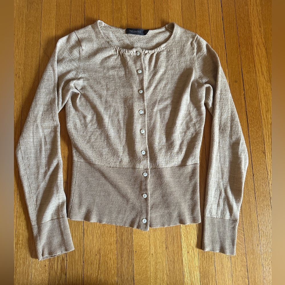 The Limited Beige Merino Wool Blend Cardigan, Size M